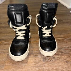 Rick Owens Black and White Kids High-Top Sneakers